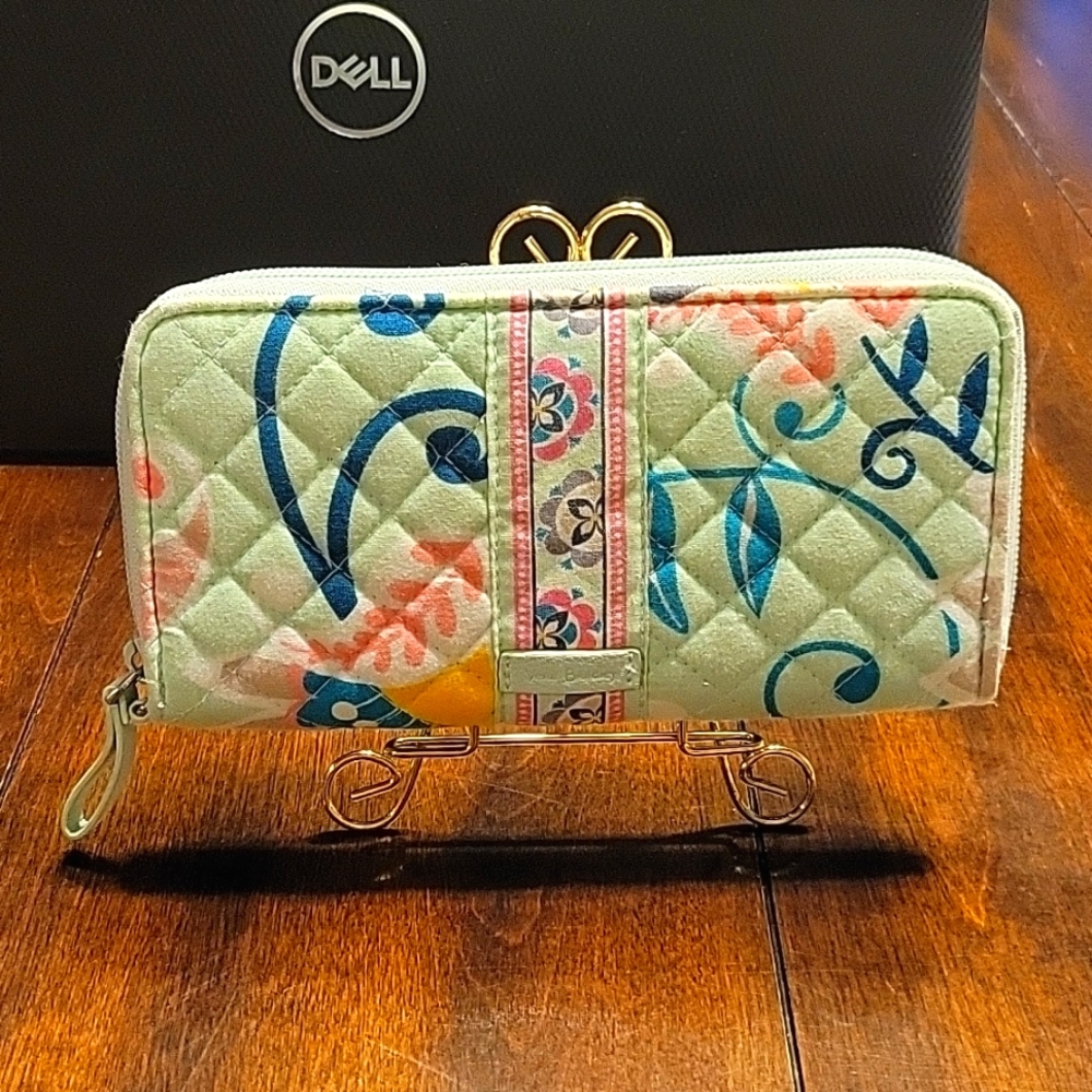 Vera Bradley Long wallet Mint green, pink, and white